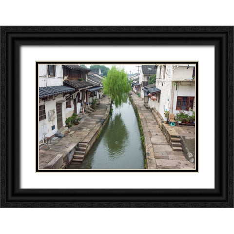 Old houses along the Grand Canal-Shaoxing-Zhejiang Province-China Black Ornate Wood Framed Art Print with Double Matting by Su, Keren