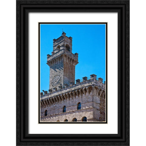 Italy-Tuscany-Montepulciano Palazzo Comunale (City Hall) and Palazzo Tanugi in the hill town Black Ornate Wood Framed Art Print with Double Matting by Eggers, Julie