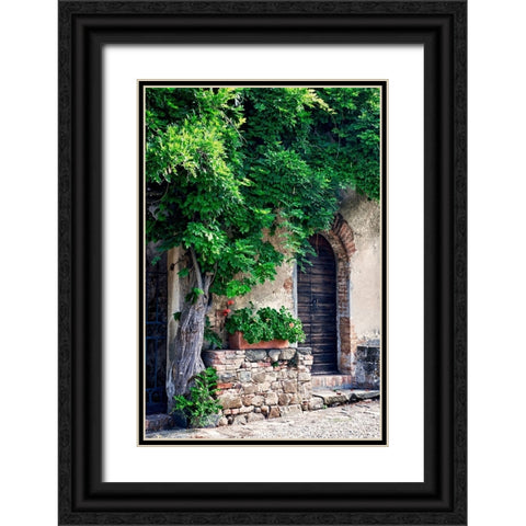 Italy-Tuscany Courtyard of an agriturismo near the hill town of Montalcino Black Ornate Wood Framed Art Print with Double Matting by Eggers, Julie