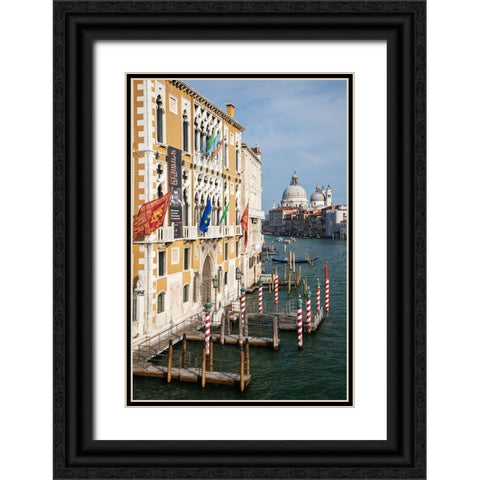 Italy-Venice Buildings along the Grand Canal with Santa Maria della Salute beyond Black Ornate Wood Framed Art Print with Double Matting by Eggers, Julie
