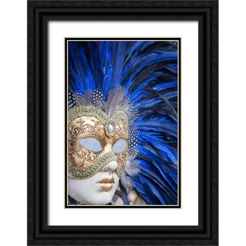 Italy-Venice Closeup of carnival masks in Venice Black Ornate Wood Framed Art Print with Double Matting by Eggers, Julie