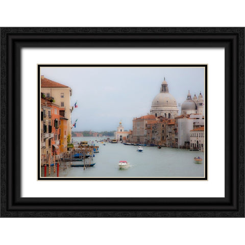 Italy-Venice Buildings along the Grand Canal with Santa Maria della Salute beyond Black Ornate Wood Framed Art Print with Double Matting by Eggers, Julie