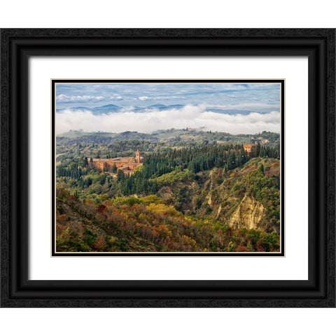 Italy-Tuscany-Chiusure Abbey of Monte Oliveto Maggiore-a Benedictine monastery Black Ornate Wood Framed Art Print with Double Matting by Eggers, Julie
