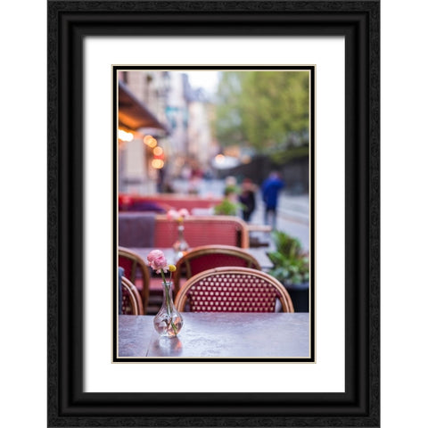 Sweden-Stockholm-Gamla Stan-Old Town-cafe tables Black Ornate Wood Framed Art Print with Double Matting by Bibikow, Walter