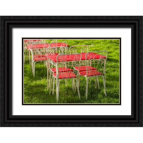 Southern Sweden-Ystad-cafe tables Black Ornate Wood Framed Art Print with Double Matting by Bibikow, Walter