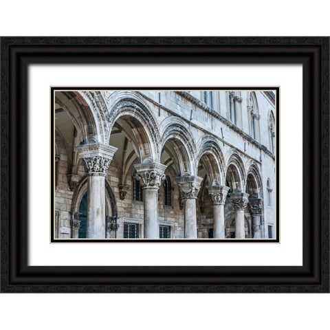 Dubrovnik-Croatia-Ornate columns at Sponza Palace Black Ornate Wood Framed Art Print with Double Matting by Haseltine, Tom