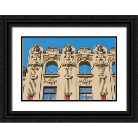 Art Nouveau building on Alberta Street in central Riga-Latvia Black Ornate Wood Framed Art Print with Double Matting by Su, Keren