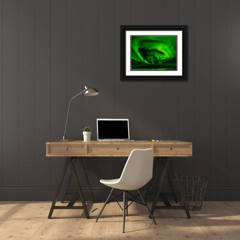 Northern lights over Angmagssalik Fjord-Greenland- Danish Territory Black Ornate Wood Framed Art Print with Double Matting by Zwick, Martin