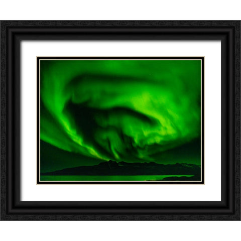 Northern lights over Angmagssalik Fjord-Greenland- Danish Territory Black Ornate Wood Framed Art Print with Double Matting by Zwick, Martin