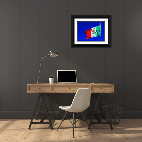 Colorful Mexican flag-San Jose del Cabo-Mexico Black Ornate Wood Framed Art Print with Double Matting by Perry, William