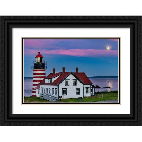 West Quoddy Head Lighthouse is the easternmost point in USA near Lubec-Maine-USA Black Ornate Wood Framed Art Print with Double Matting by Haney, Chuck