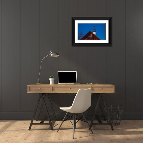 USA-New England-Vermont weather vane on top of wooden barn topped with horse Black Ornate Wood Framed Art Print with Double Matting by Gulin, Sylvia