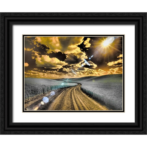 USA-Washington State-Palouse-Country backroad through spring crops Black Ornate Wood Framed Art Print with Double Matting by Eggers, Terry