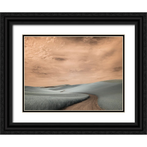 USA-Washington State-Palouse region-winding backcountry road through wheat fields Black Ornate Wood Framed Art Print with Double Matting by Eggers, Terry