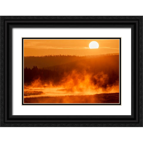 Madison River at sunrise-Yellowstone National Park-Wyoming Black Ornate Wood Framed Art Print with Double Matting by Jones, Adam