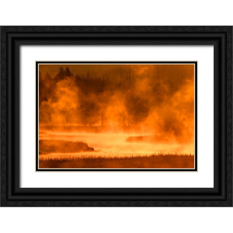 Madison River at sunrise-Yellowstone National Park-Wyoming Black Ornate Wood Framed Art Print with Double Matting by Jones, Adam