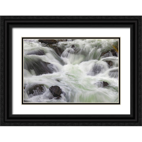 Flowing water in Firehole River-Yellowstone National Park-Wyoming Black Ornate Wood Framed Art Print with Double Matting by Jones, Adam