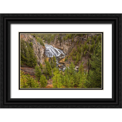 Gibbon Falls-Yellowstone National Park-Wyoming Black Ornate Wood Framed Art Print with Double Matting by Jones, Adam