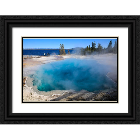 Yellowstone National Park-West Thumb Geysers-Lake Yellowstone Black Ornate Wood Framed Art Print with Double Matting by Sienda, Jolly