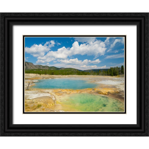 Wyoming- Yellowstone National Park. Black Opal Spring- Upper Geyser Basin Black Ornate Wood Framed Art Print with Double Matting by Wild, Jamie and Judy