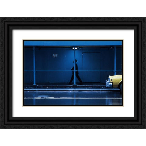 Yellow Car-From The Series Qnew York Bluesq Black Ornate Wood Framed Art Print with Double Matting by Matthes, Dieter