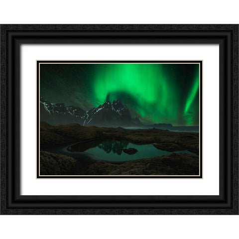 Vesturhorn Black Ornate Wood Framed Art Print with Double Matting by Zhu, Jingshu