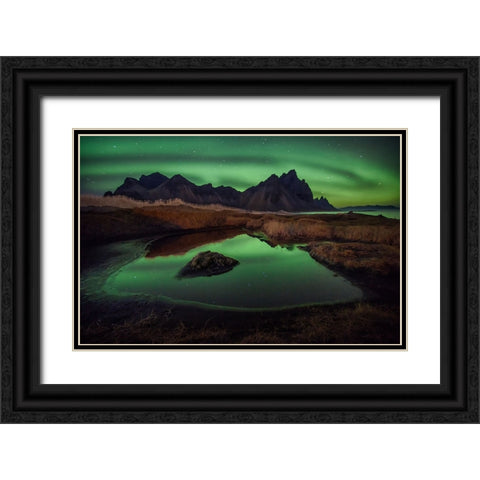 Mirror In The Sand Black Ornate Wood Framed Art Print with Double Matting by Svoboda MQEP, Peter