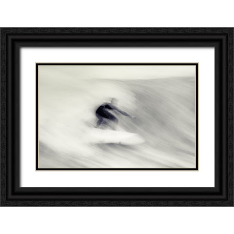 Surfing Impressions Black Ornate Wood Framed Art Print with Double Matting by Swapnil