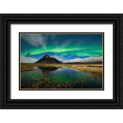 The Green Dancer Black Ornate Wood Framed Art Print with Double Matting by Moreno, Miguel
