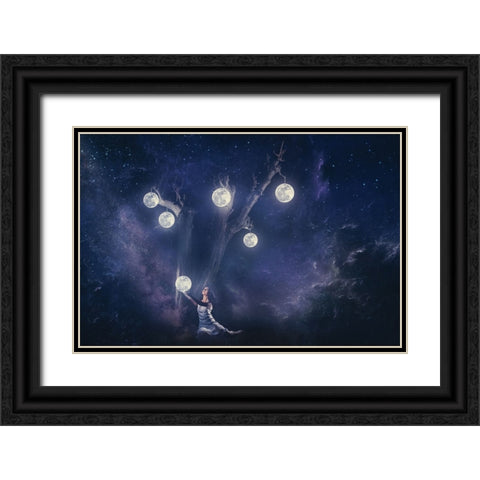 Planet Holder Black Ornate Wood Framed Art Print with Double Matting by Loza, Evgeny