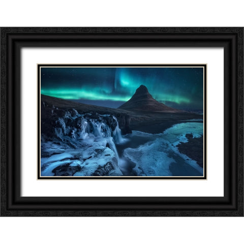 Frozen Falls Black Ornate Wood Framed Art Print with Double Matting by F. Turienzo, Carlos