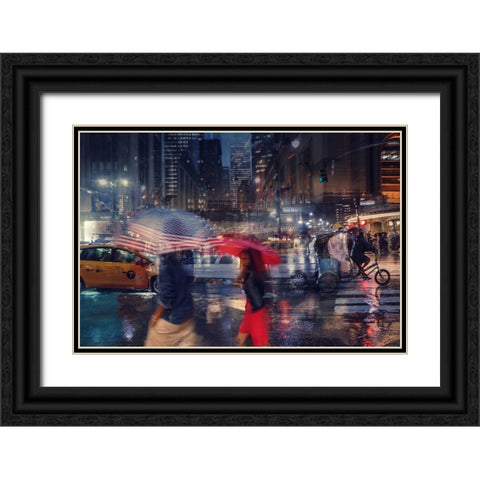 NYC 5 Black Ornate Wood Framed Art Print with Double Matting by Della Latta, Massimo