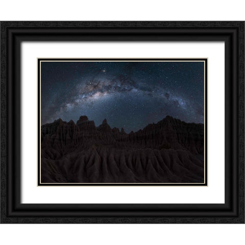 Ancient Land Black Ornate Wood Framed Art Print with Double Matting by Zhu, Jingshu