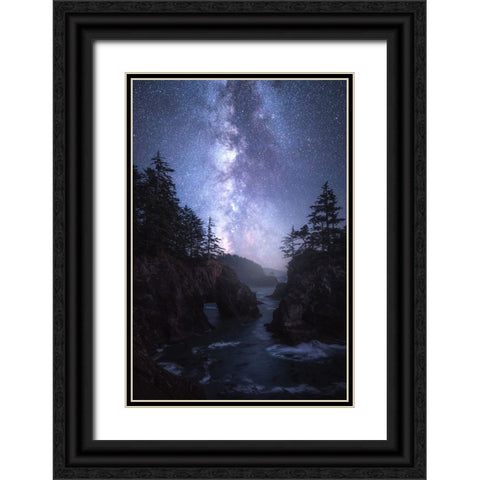 The Coast At Night Black Ornate Wood Framed Art Print with Double Matting by Gastager, Daniel