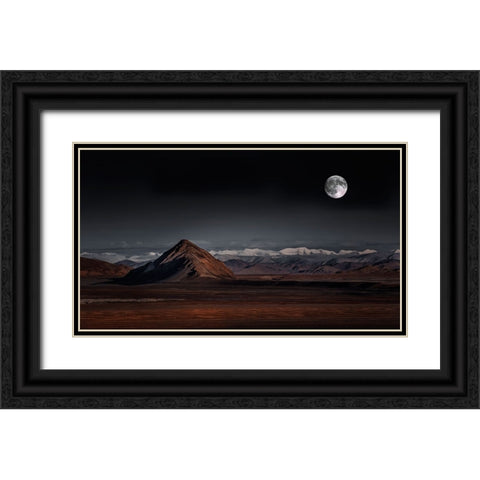 Moon Night Black Ornate Wood Framed Art Print with Double Matting by Selions