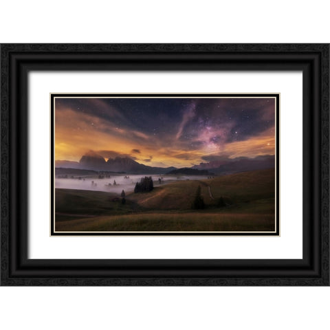 Alpe Di Siusi At Night Black Ornate Wood Framed Art Print with Double Matting by Krivec, Ales