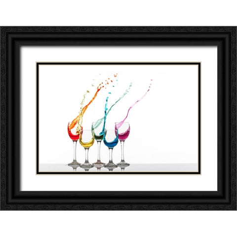 Glass Party Black Ornate Wood Framed Art Print with Double Matting by Madison