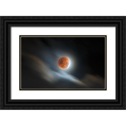 Super Blood Lunar Eclipse Black Ornate Wood Framed Art Print with Double Matting by Juniawan, Rooswandy