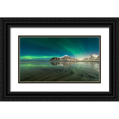 Skagsanden Lines Black Ornate Wood Framed Art Print with Double Matting by Pelissier, Marc
