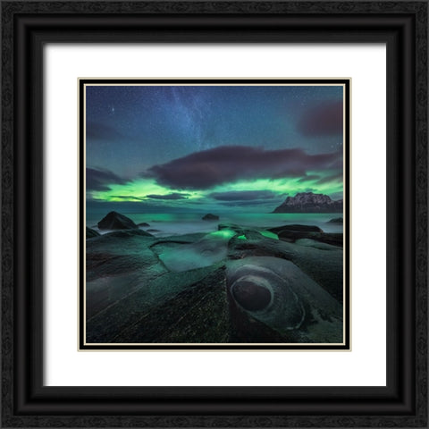 Chasing The Green Lady Black Ornate Wood Framed Art Print with Double Matting by R. Nebelski, Rafal