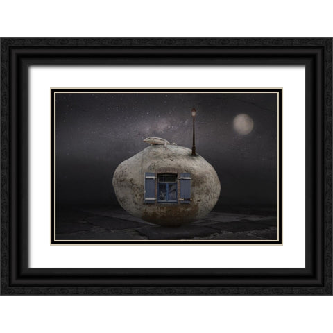 Stone House Black Ornate Wood Framed Art Print with Double Matting by Vekemans, Muriel