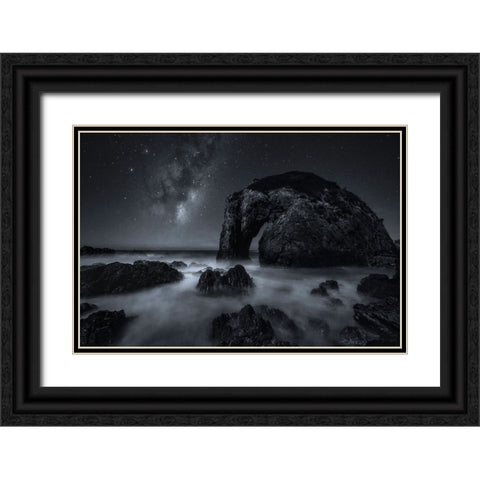 The Horse At Night Black Ornate Wood Framed Art Print with Double Matting by Zhu, Jingshu