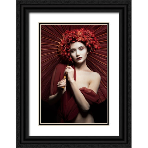 Aichiyo Black Ornate Wood Framed Art Print with Double Matting by Siegart