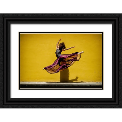 Ballet Dancer Jumping Black Ornate Wood Framed Art Print with Double Matting by Gil Raga, Joan