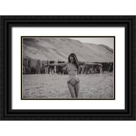 Time Is Like Sand ... Black Ornate Wood Framed Art Print with Double Matting by Kurta, Arkadiy