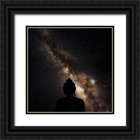 The God And Universe Black Ornate Wood Framed Art Print with Double Matting by Swapnil