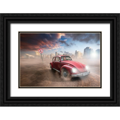Lipstic Crimes Black Ornate Wood Framed Art Print with Double Matting by Mymon, Noam