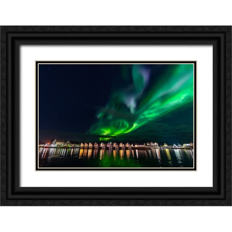 Svolvaer Polar Light 1 Black Ornate Wood Framed Art Print with Double Matting by Alicke, Bjoern