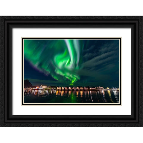 Svolvaer Polar Light 2 Black Ornate Wood Framed Art Print with Double Matting by Alicke, Bjoern
