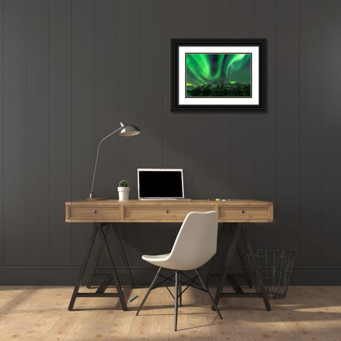 Lofoten Aurora Mountains Black Ornate Wood Framed Art Print with Double Matting by Alicke, Bjoern
